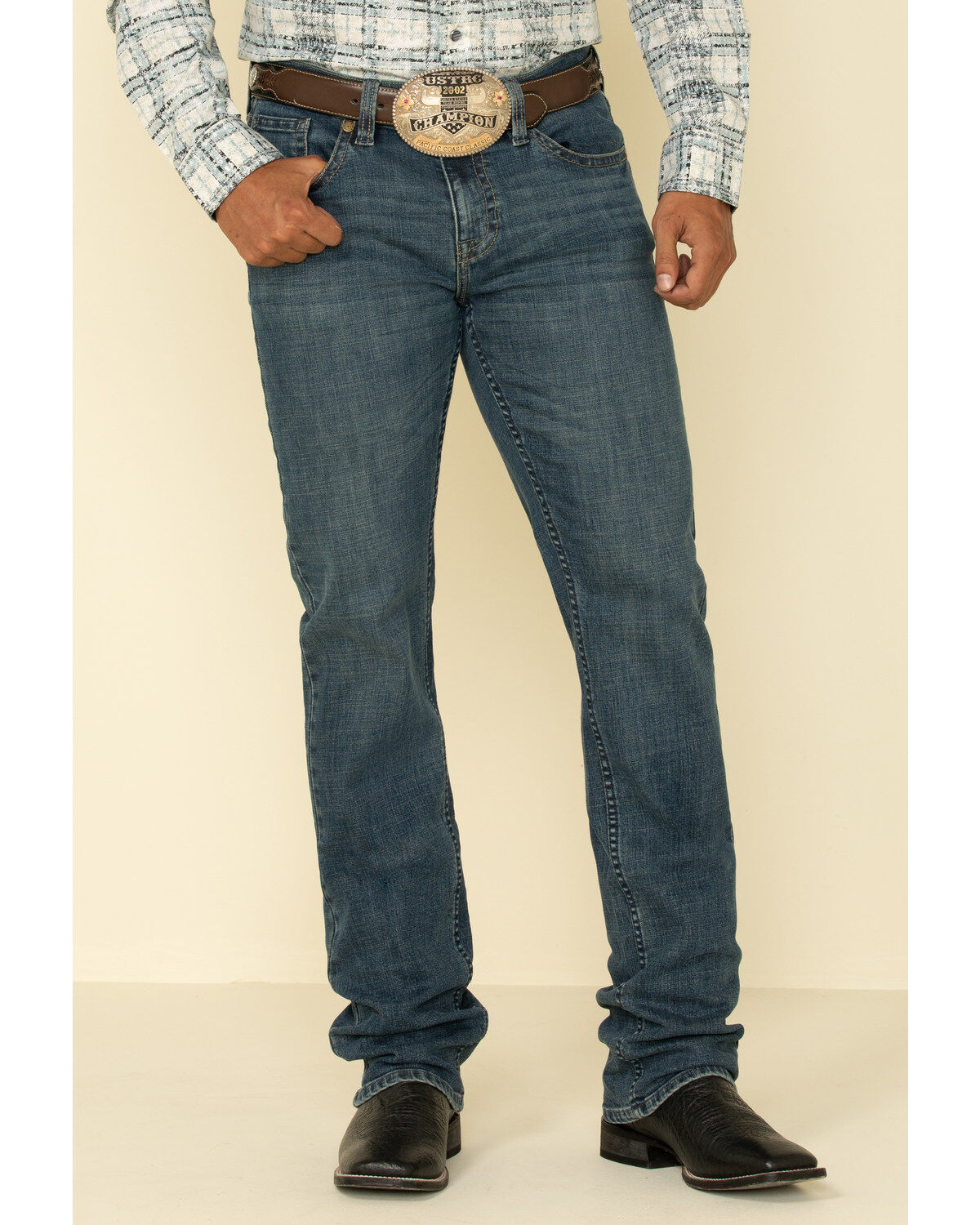 Cody James Men's High Roller Stackable Stretch Straight Medium Wash Jeans