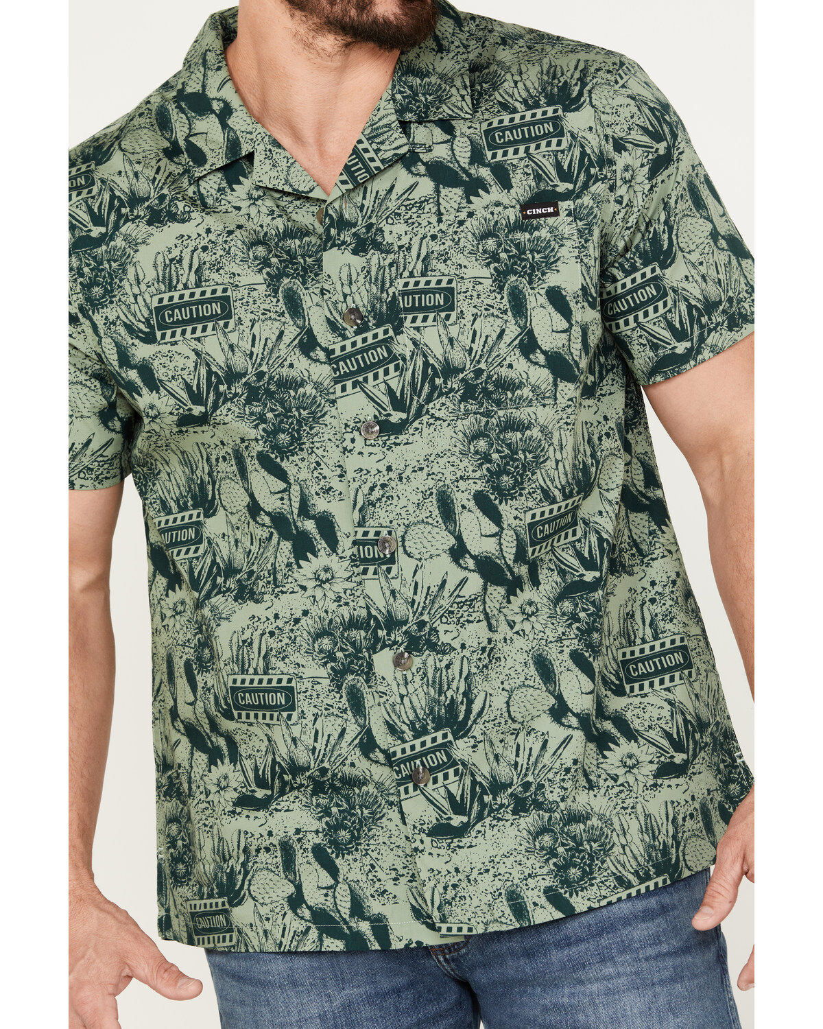 Cinch Men's Camp Tumbleweed Cactus Caution Short Sleeve Button-Down Shirt