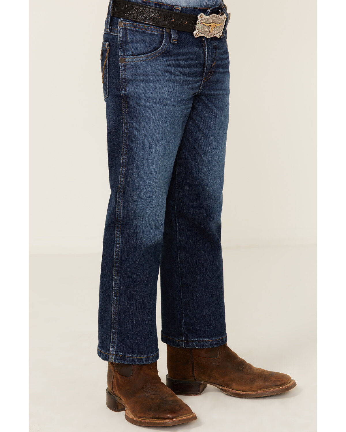Wrangler Retro Little Boys' Troxler Dark Wash Relaxed Bootcut Stretch Denim Jeans