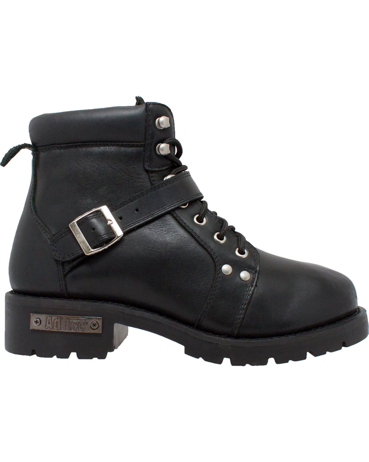 Ad Tec Men's 6" Lace Zipper Biker Boots - Round Toe
