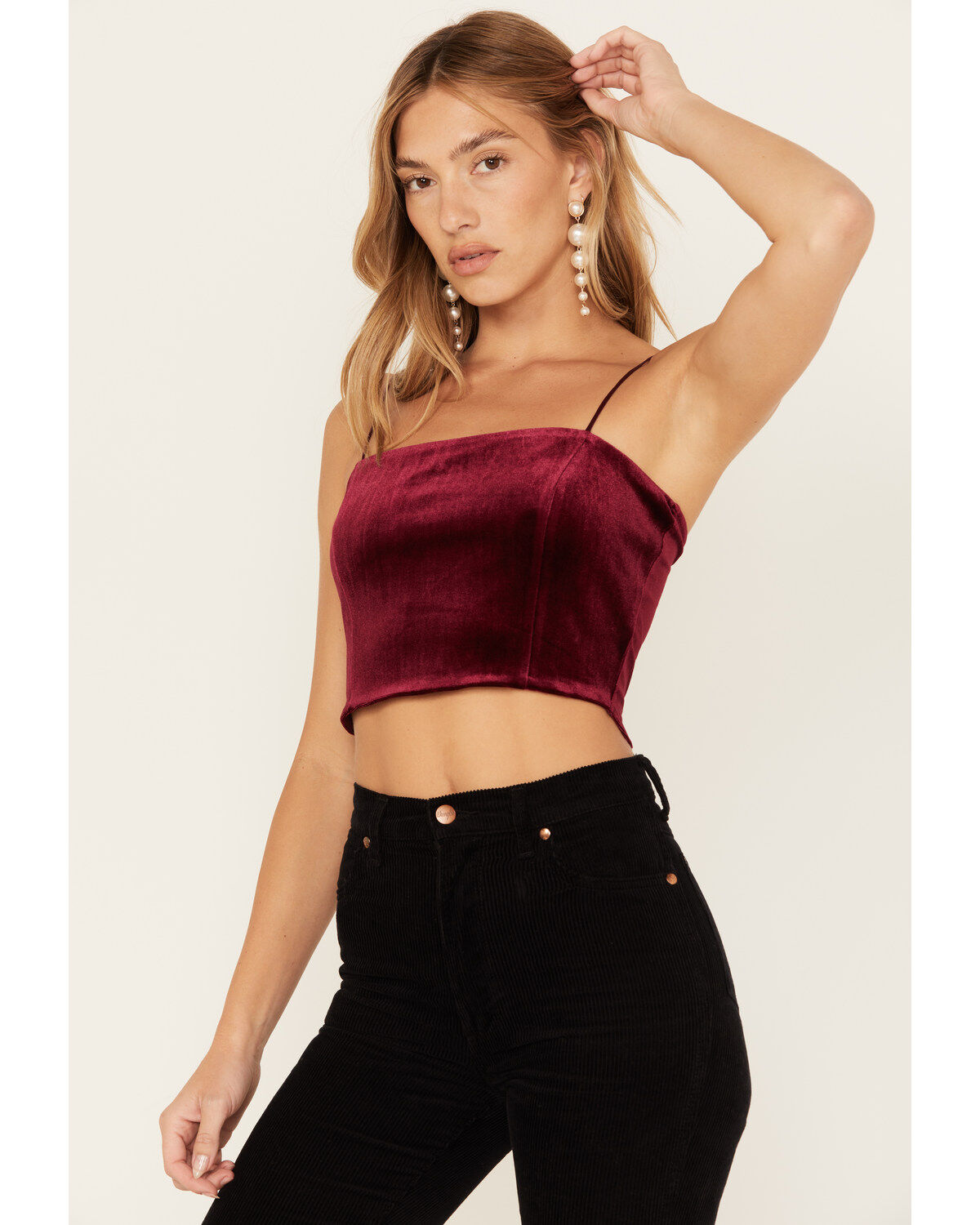Sadie & Sage Women's Misty Velvet Crop Cami Top