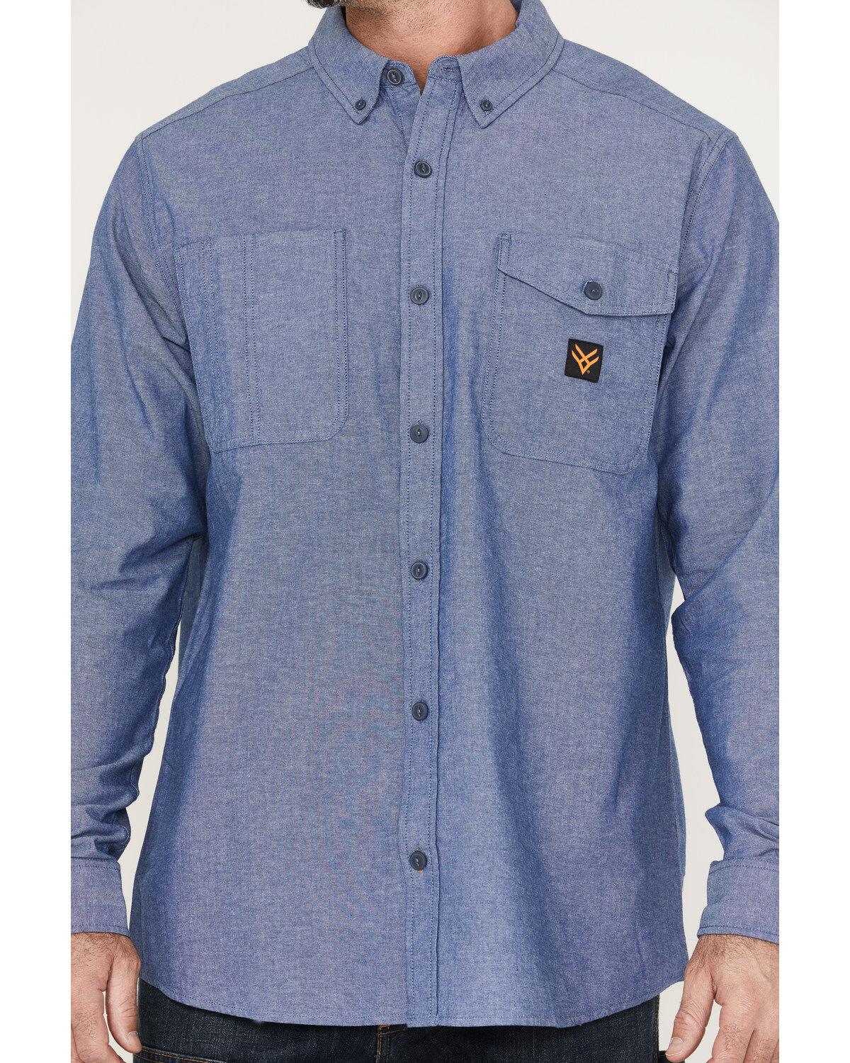 Hawx Men's Chambray Sun Protection Long Sleeve Button-Down Western Shirt - Big & Tall