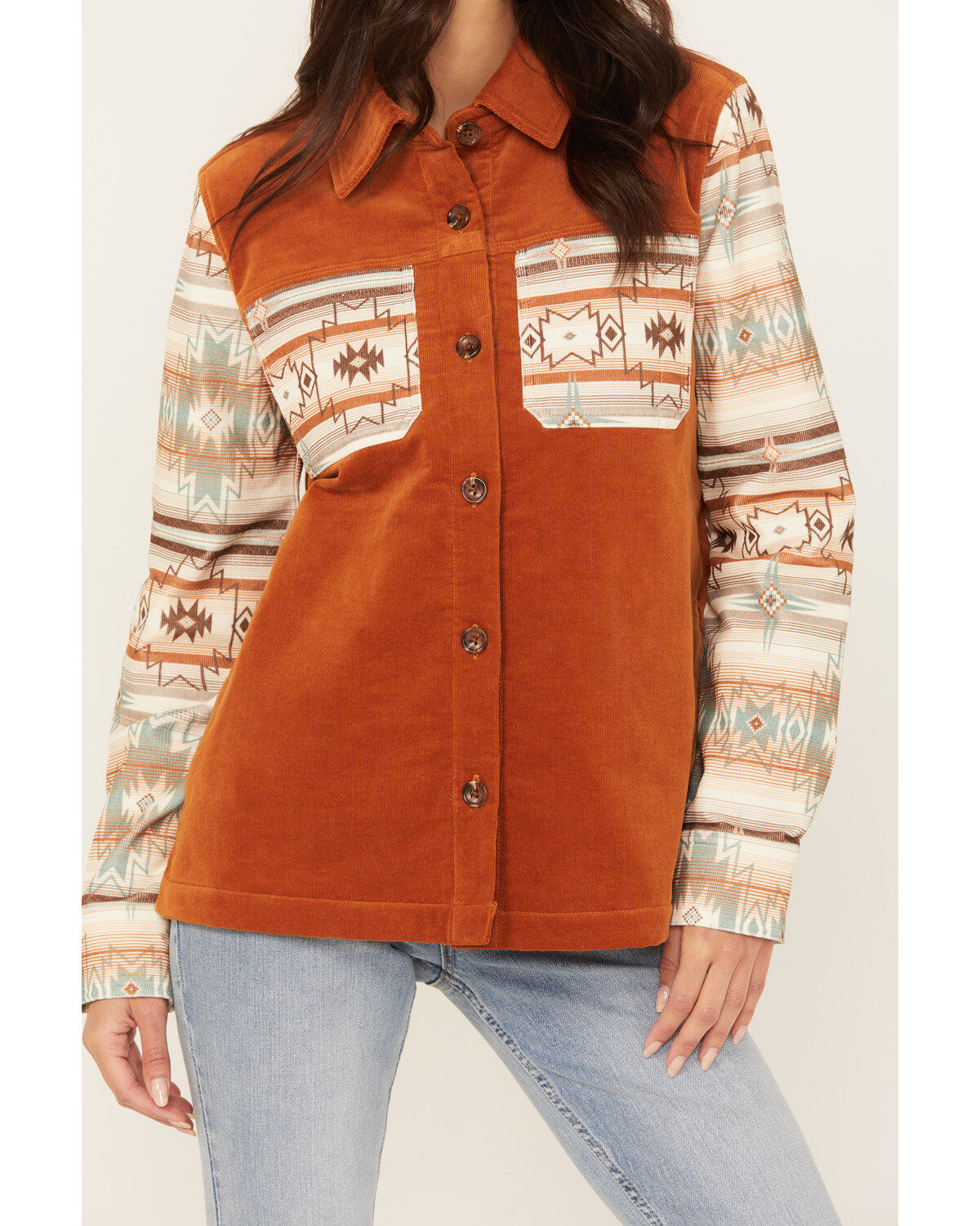 Shyanne Women's Printed Stretch Corduroy Shacket