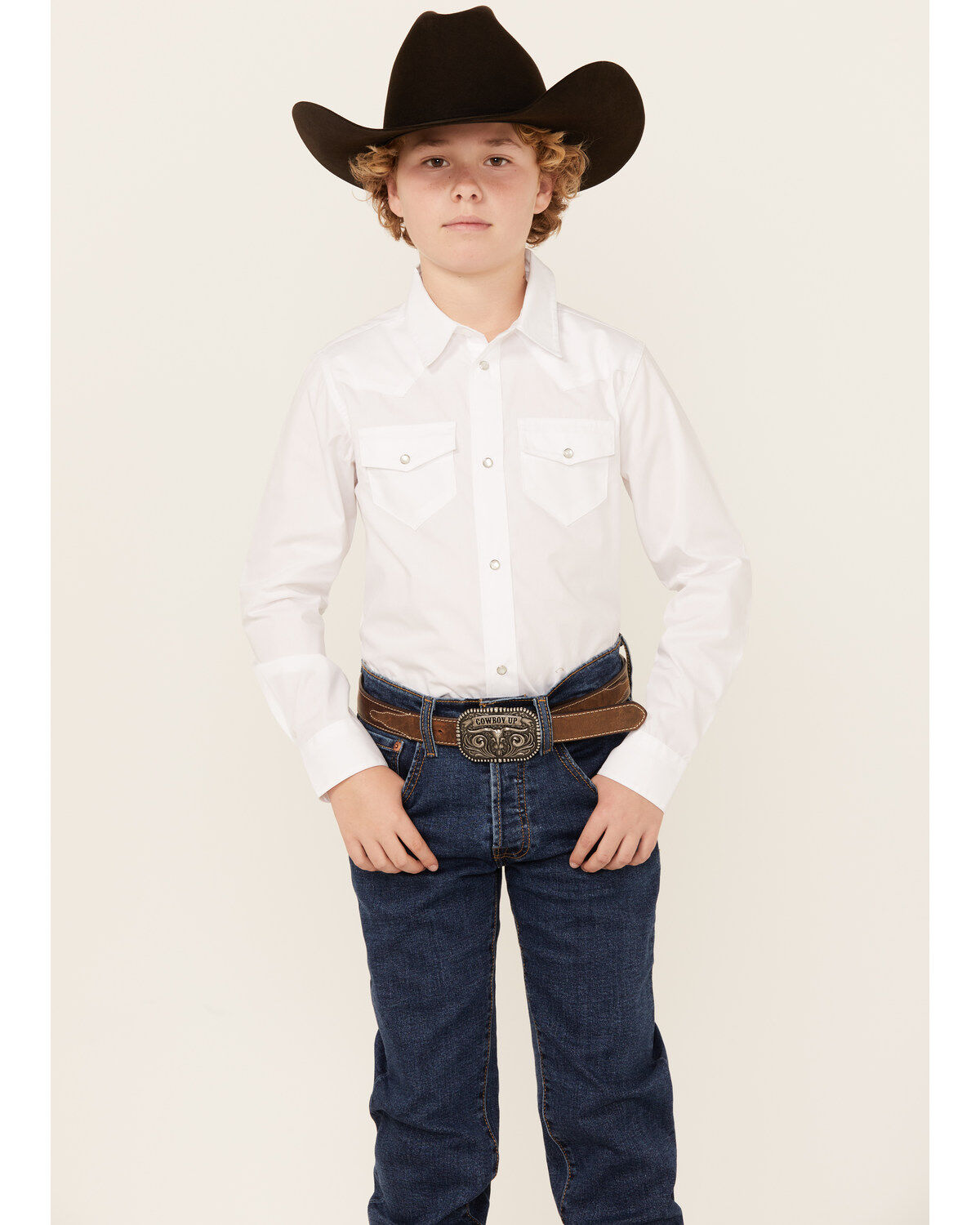 Gibson Trading Co Boys' Solid Long Sleeve Pearl Snap Western Shirt