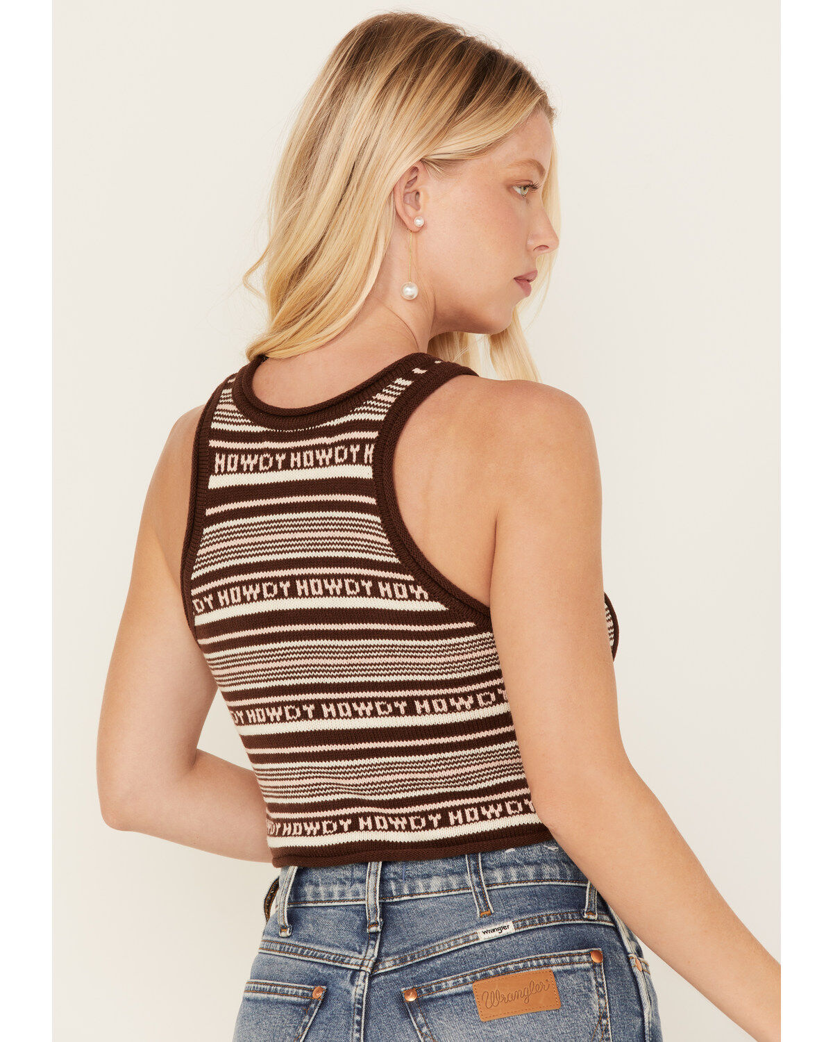 Beyond The Radar Women's Howdy Stripe Knit Sweater Cropped Tank Top