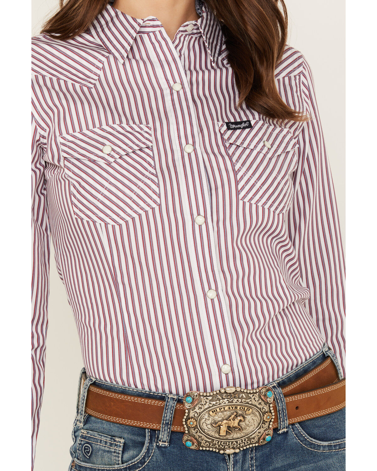 Wrangler Women's Striped Long Sleeve Snap Western Shirt