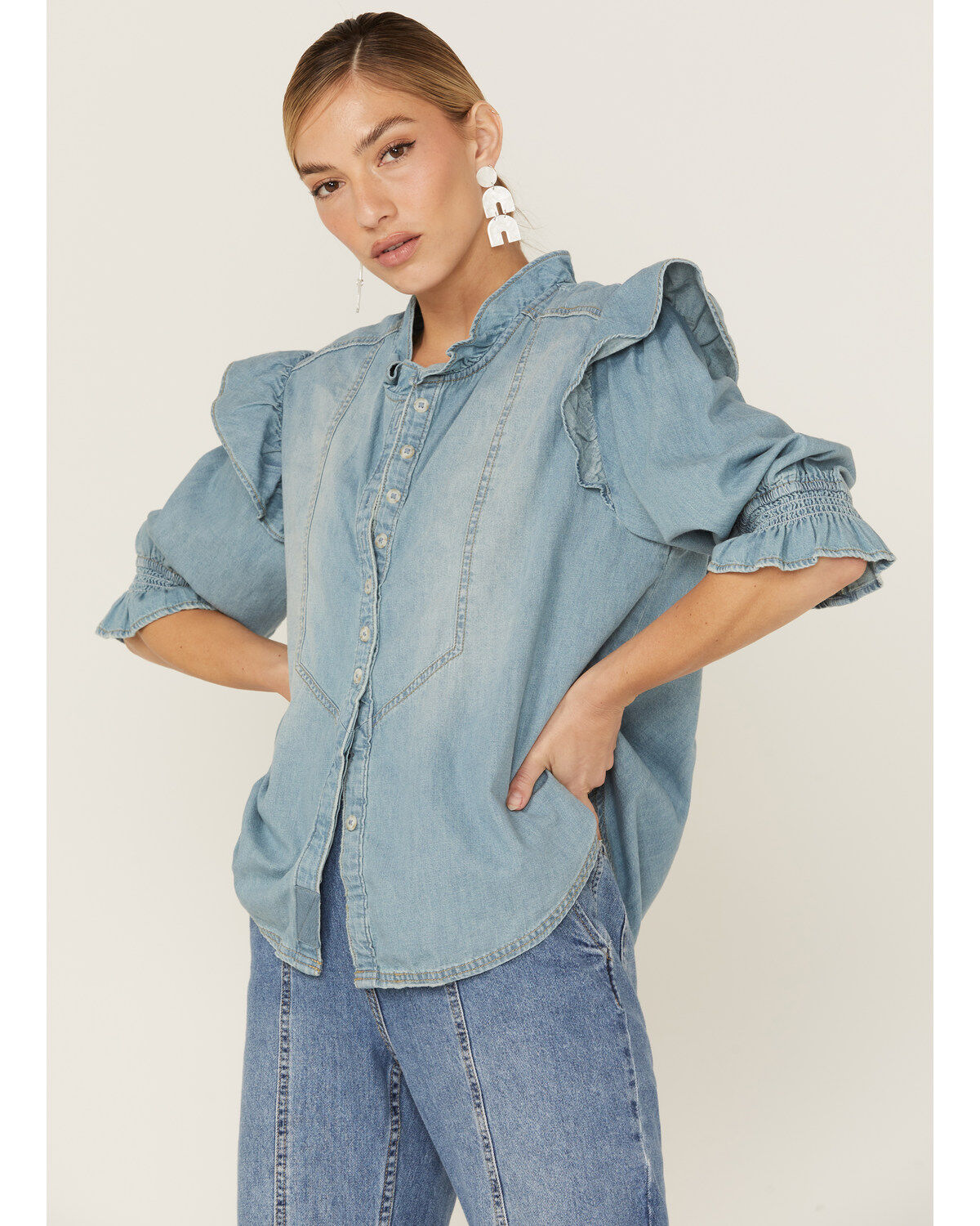 Free People Women's Louise Denim Top