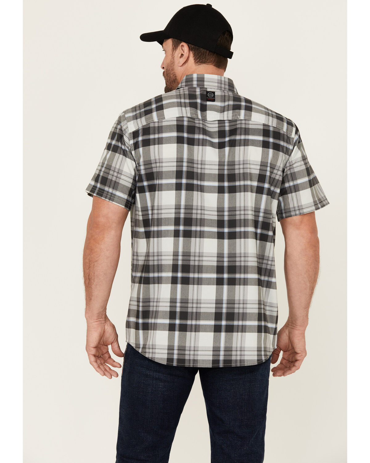 ATG by Wrangler Cedar Plaid Print Short Sleeve Button-Down Performance Western Shirt