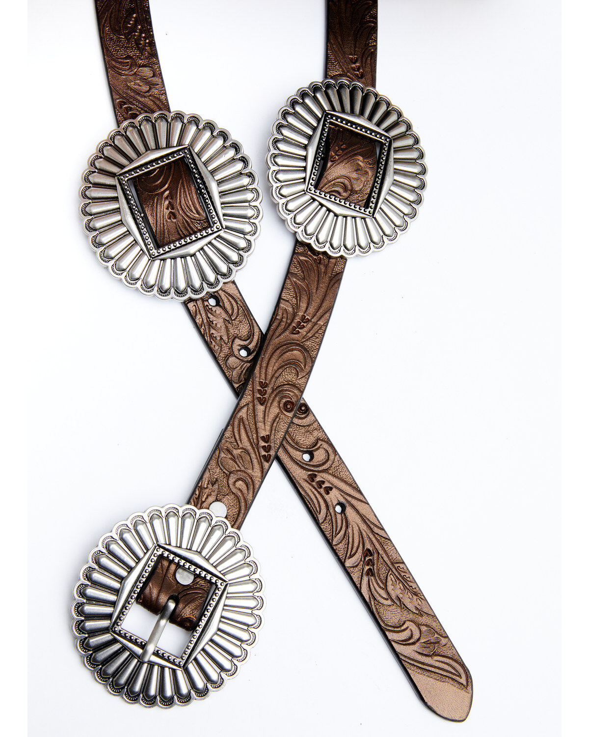 Shyanne Women's Tooled Metallic Concho Belt