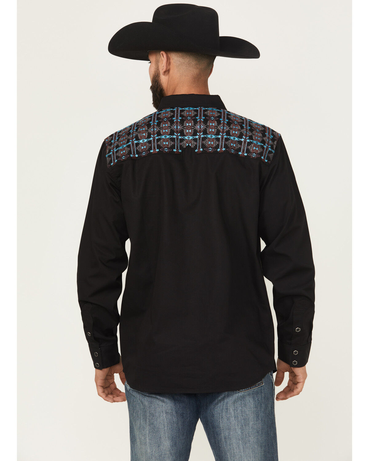 Moonshine Spirit Men's Instinct Embroidered Solid Long Sleeve Snap Western Shirt