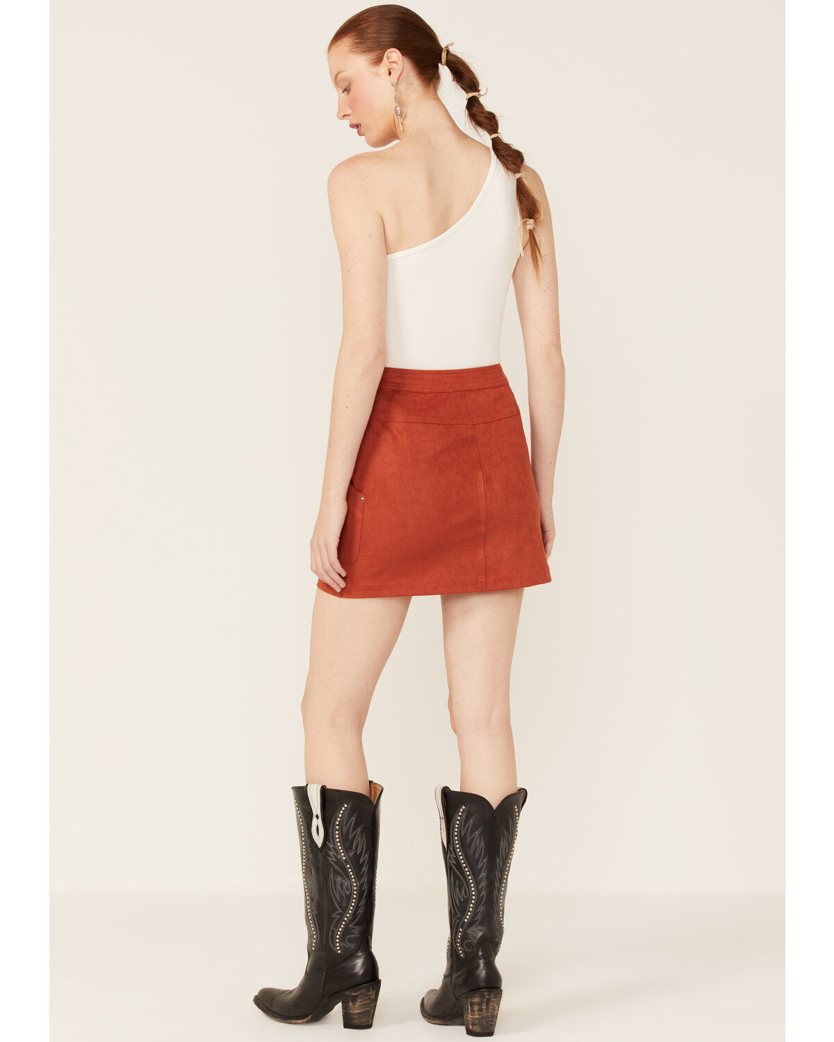 Paper Crane Women's Faux Suede Zipper Front Skirt