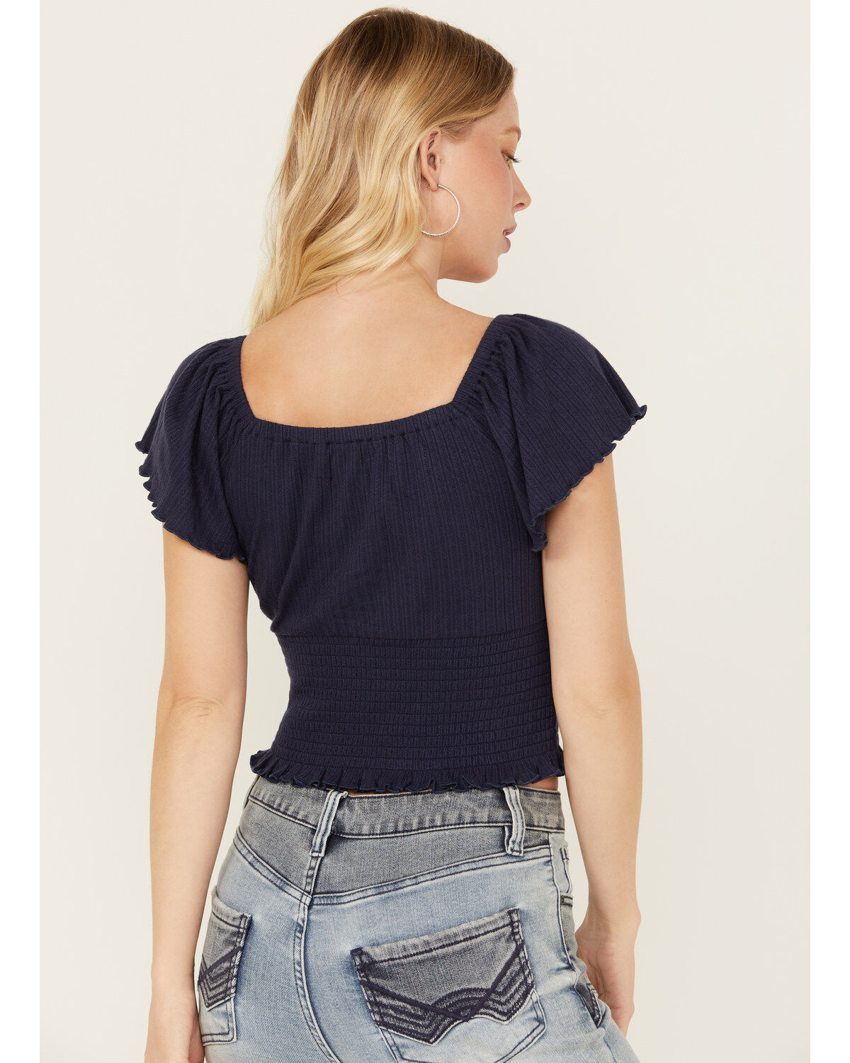 Idyllwind Women's Pointe Flutter Sleeve Smocked Top