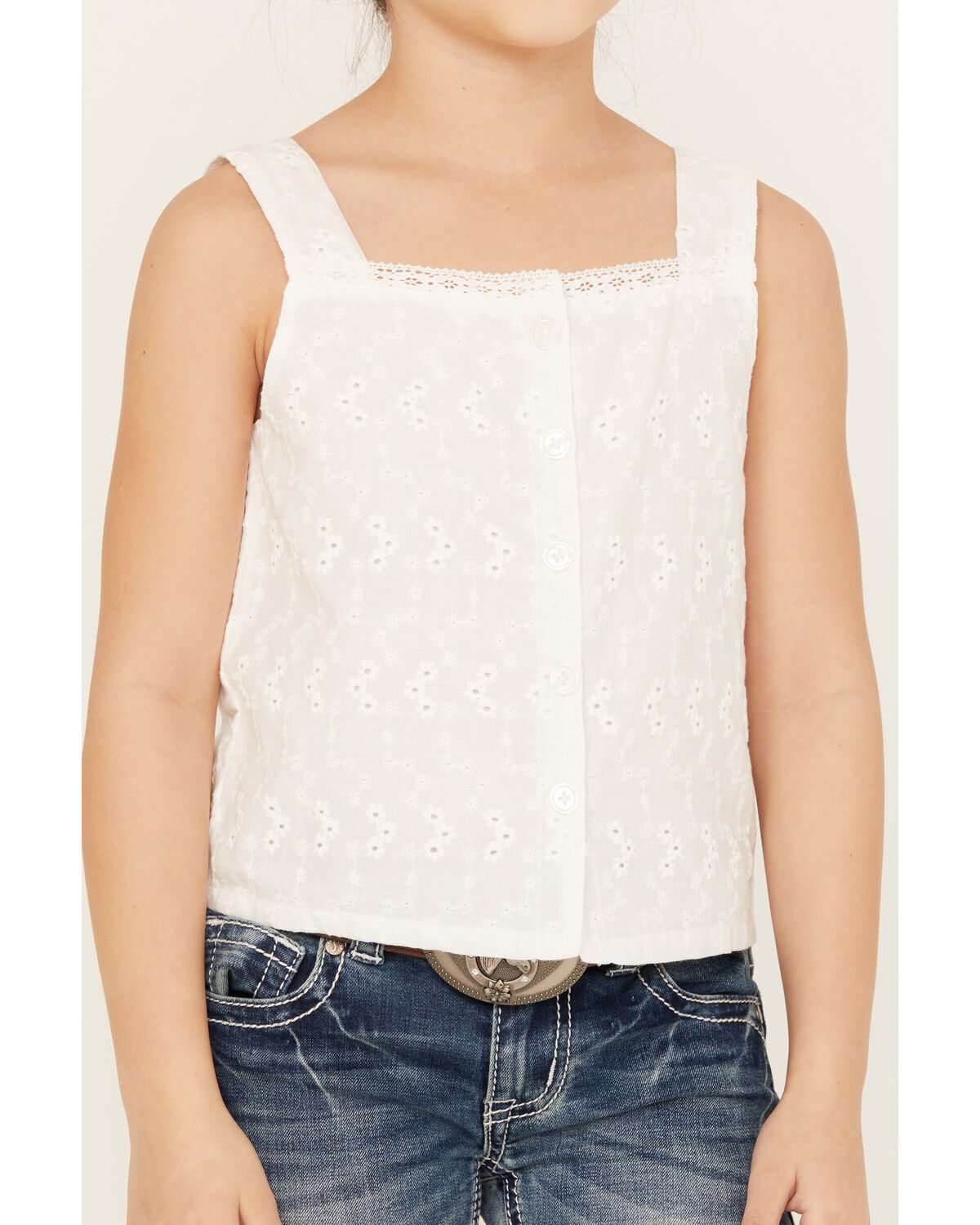 Shyanne Girls' Eyelet Button Front Tank Top