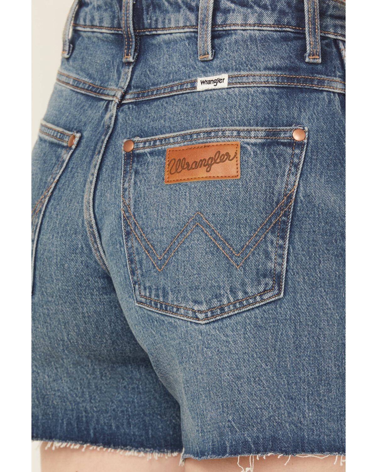 Wrangler Women's Medium Wash High Rise Mid-Length Stretch Denim Cowboy Shorts