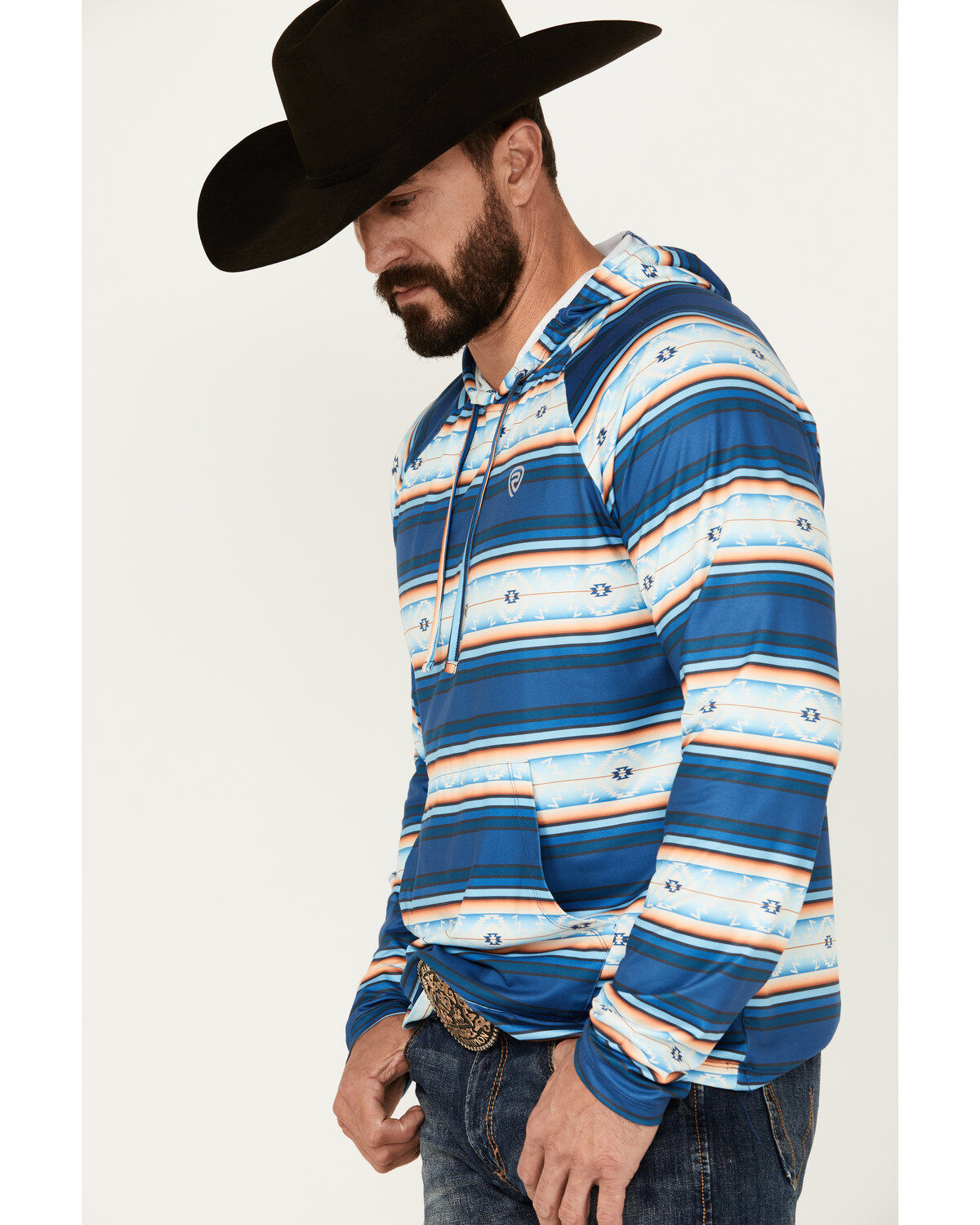 Rock & Roll Denim Men's Serape Striped Performance Hooded Sweatshirt
