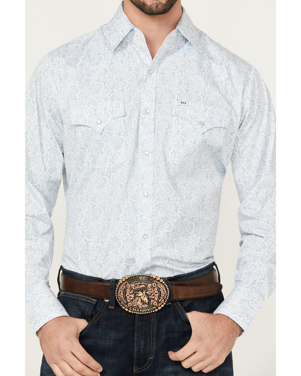 Ely Walker Men's Paisley Print Long Sleeve Snap Western Shirt