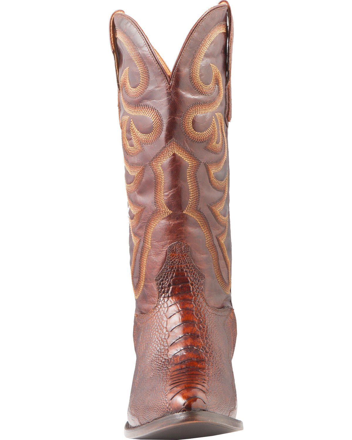 El Dorado Men's Handmade Ostrich Leg Brass Western Boots - Round Toe