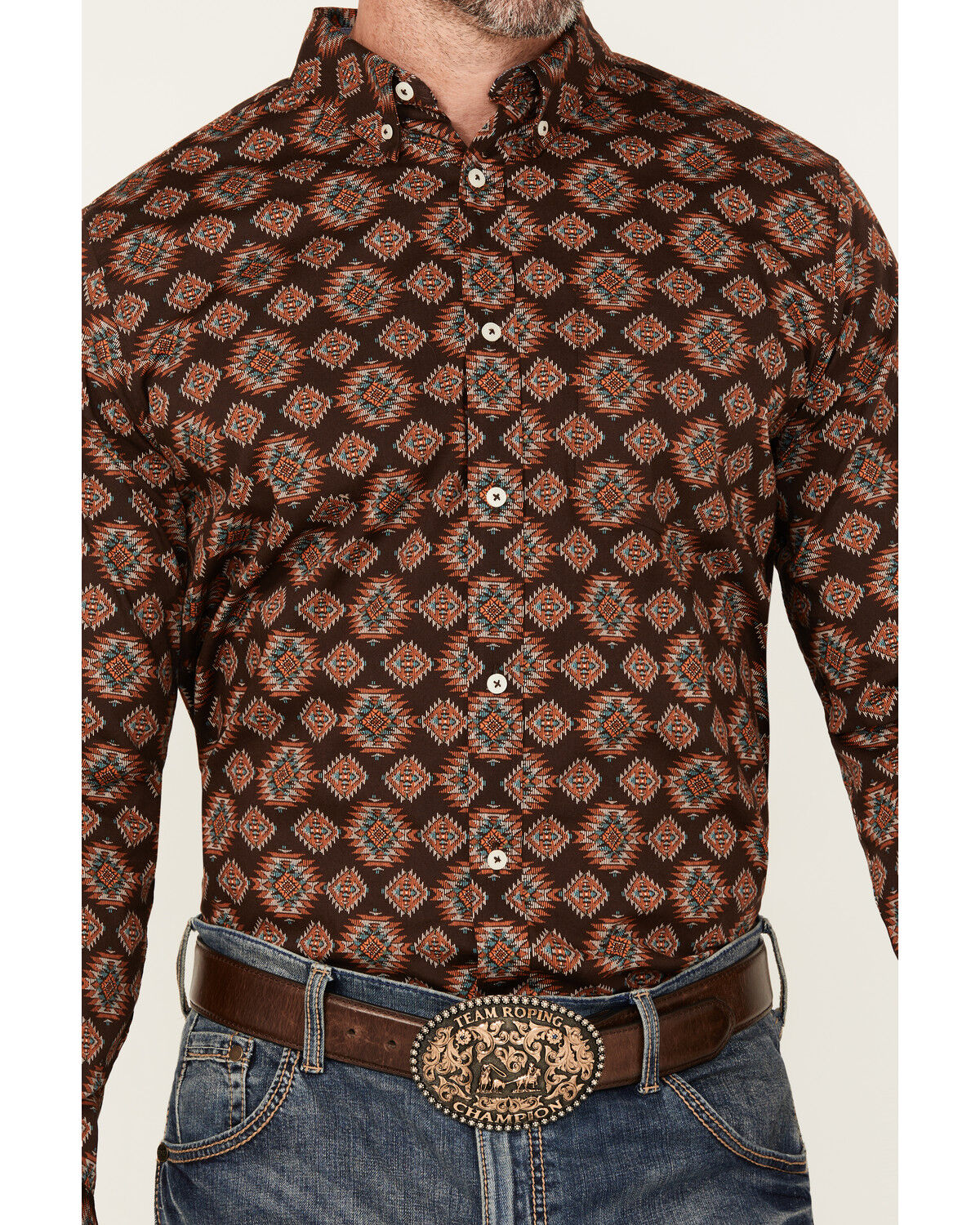 Cody James Men's Bite The Bullet Southwestern Print Long Sleeve Button-Down Stretch Western Shirt