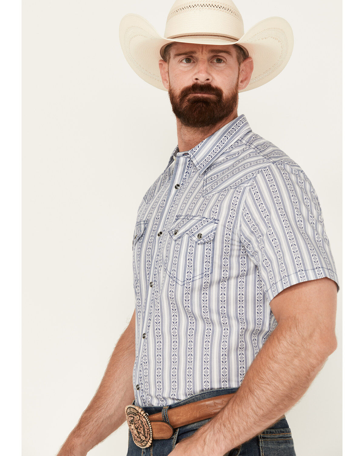 Cody James Men's Main Line Striped Short Sleeve Snap Western Shirt