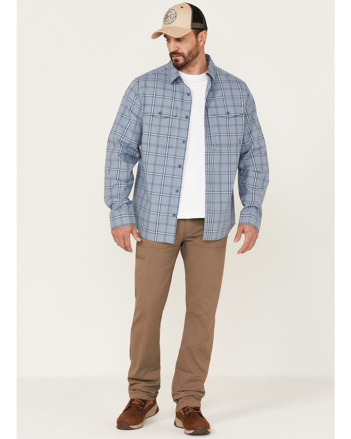 Brothers and Sons Men's Plaid Performance Long Sleeve Button-Down Western Shirt