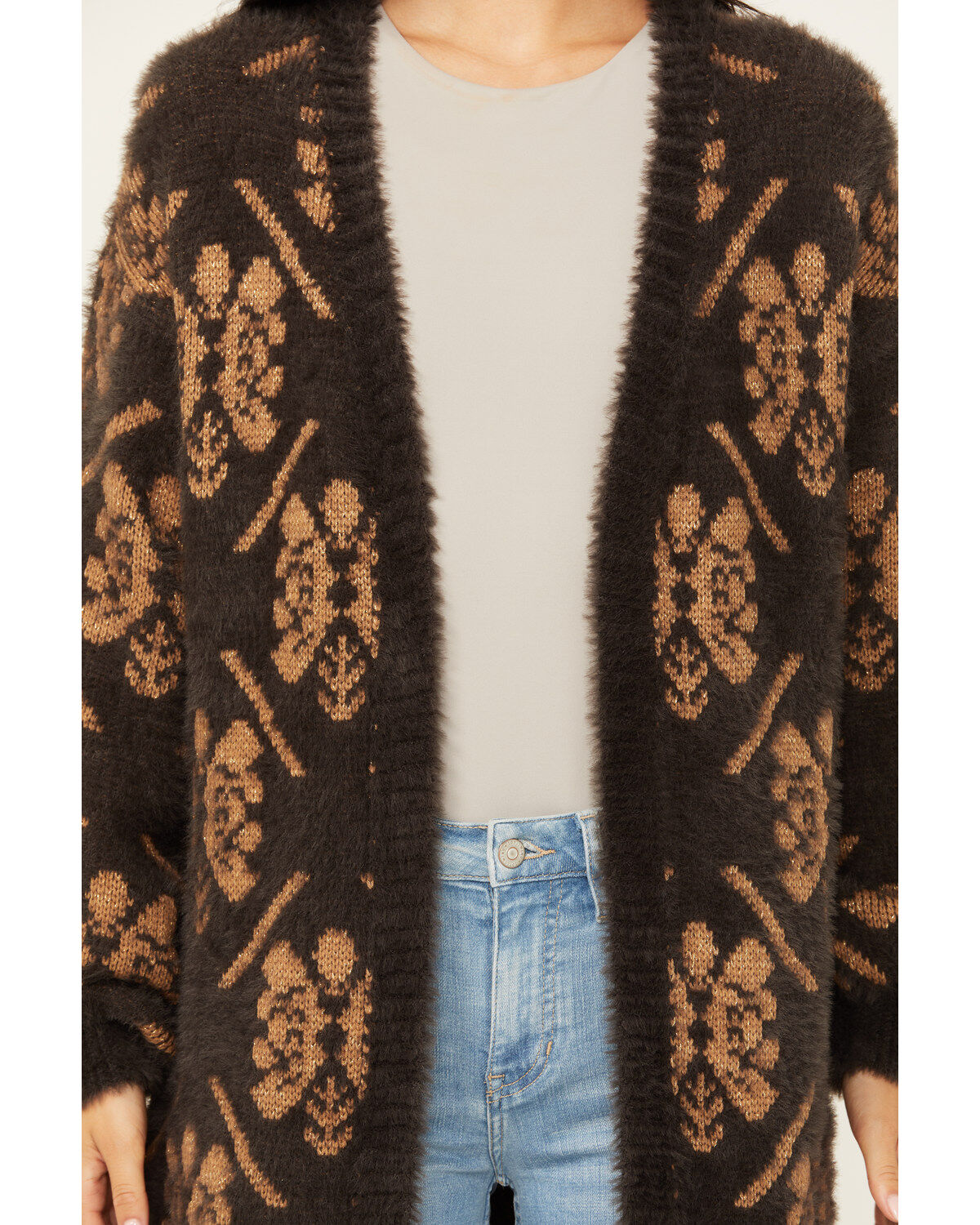 Room 34 Women's Floral Print Jacquard Cardigan