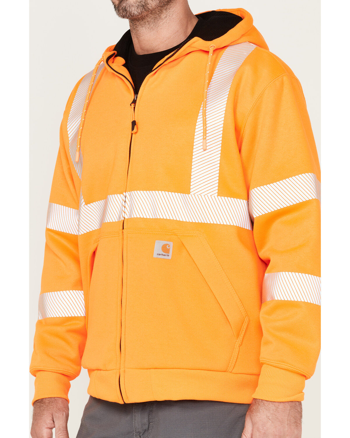Carhartt Men's Hi-Vis Brite Orange Loose Fit Thermal Full-Zip Hooded Work Sweatshirt