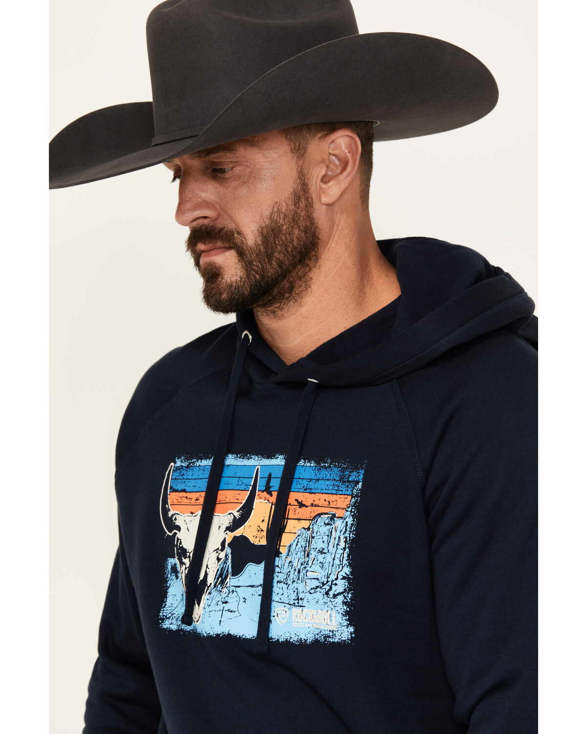 Rock & Roll Denim Men's Long Horn Desert Graphic Hooded Sweatshirt