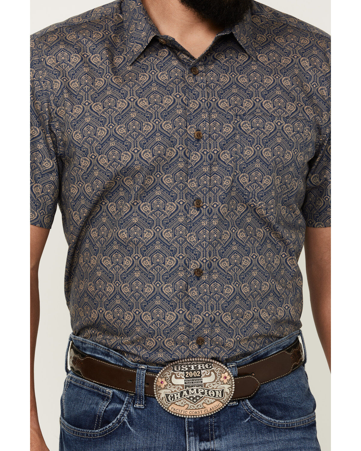 Gibson Trading Co Men's Rain Down Medallion Print Short Sleeve Button-Down Western Shirt