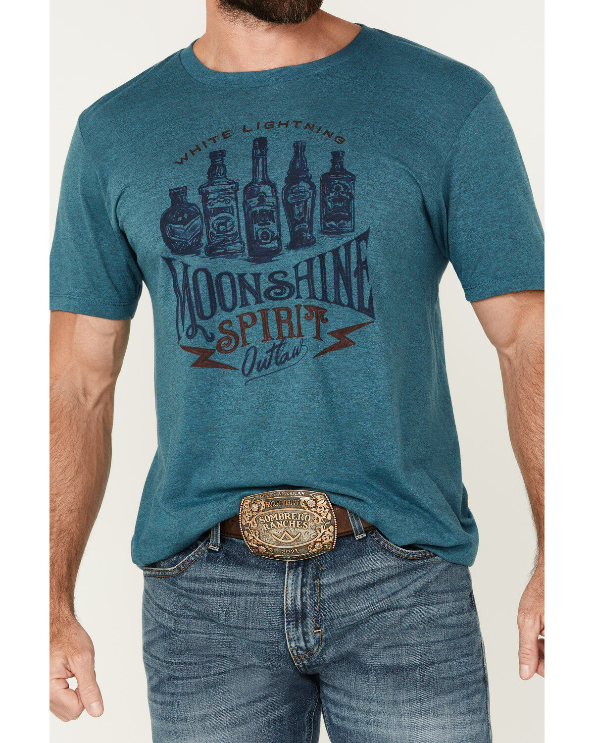 Moonshine Spirit Men's White Lightning Short Sleeve Graphic T-Shirt
