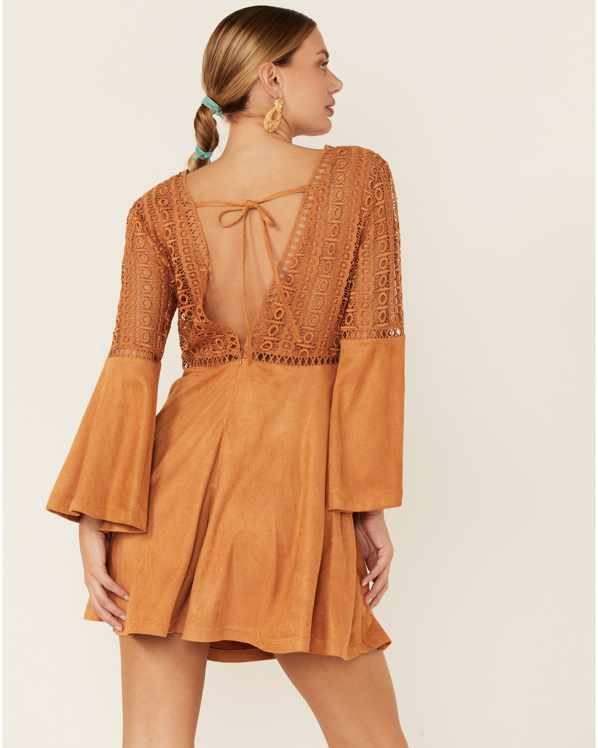 Beyond The Radar Women's Cut-Out Bell Sleeve Mini Dress