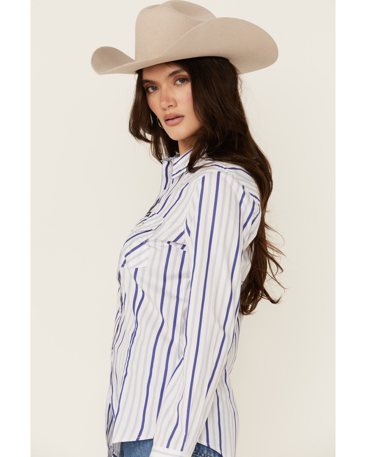 Wrangler Retro Women's Striped Print Long Sleeve Snap Western Shirt