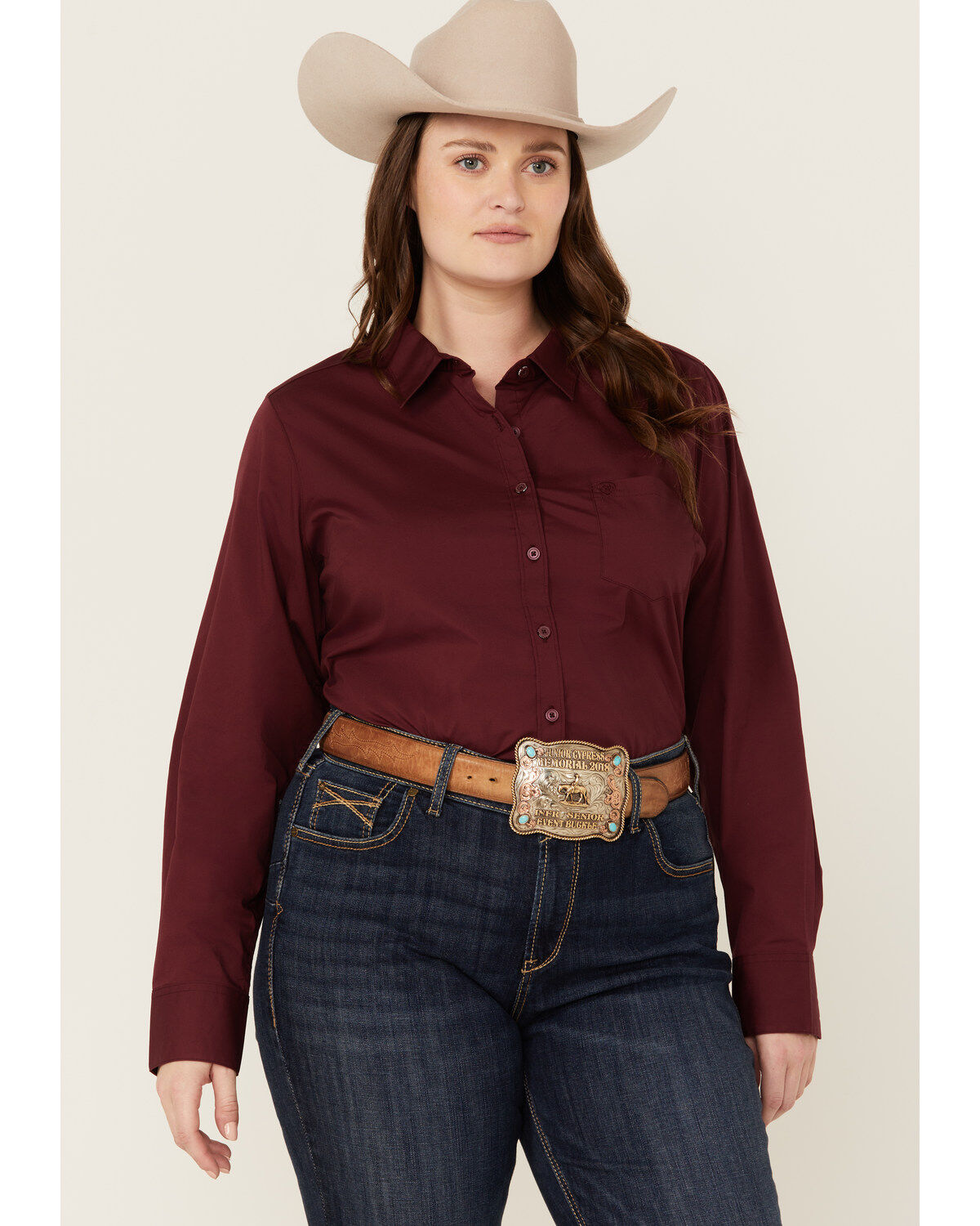 Ariat Women's R.E.A.L Kirby Long Sleeve Button-Down Stretch Western Shirt - Plus