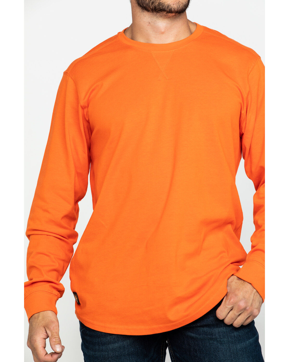 Hawx Men's Orange Logo Long Sleeve Work T-Shirt
