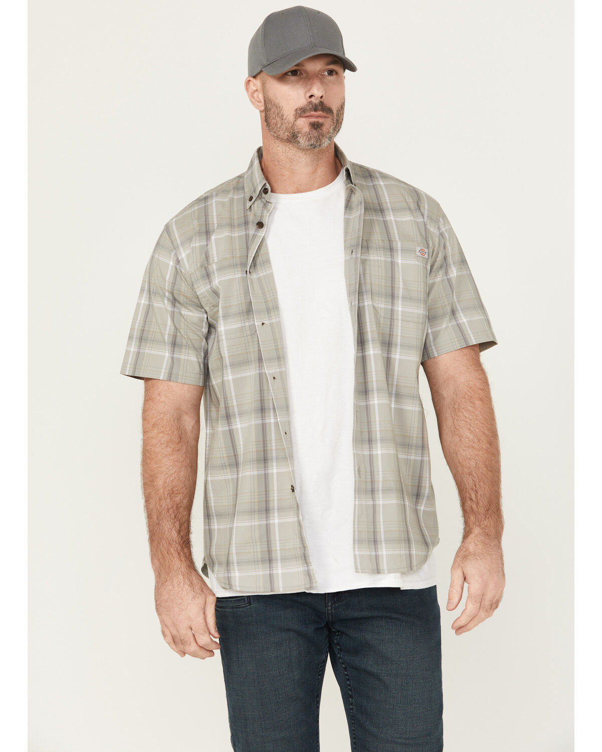 Dickies Men's Flex Plaid Print Short Sleeve Button-Down Work Shirt