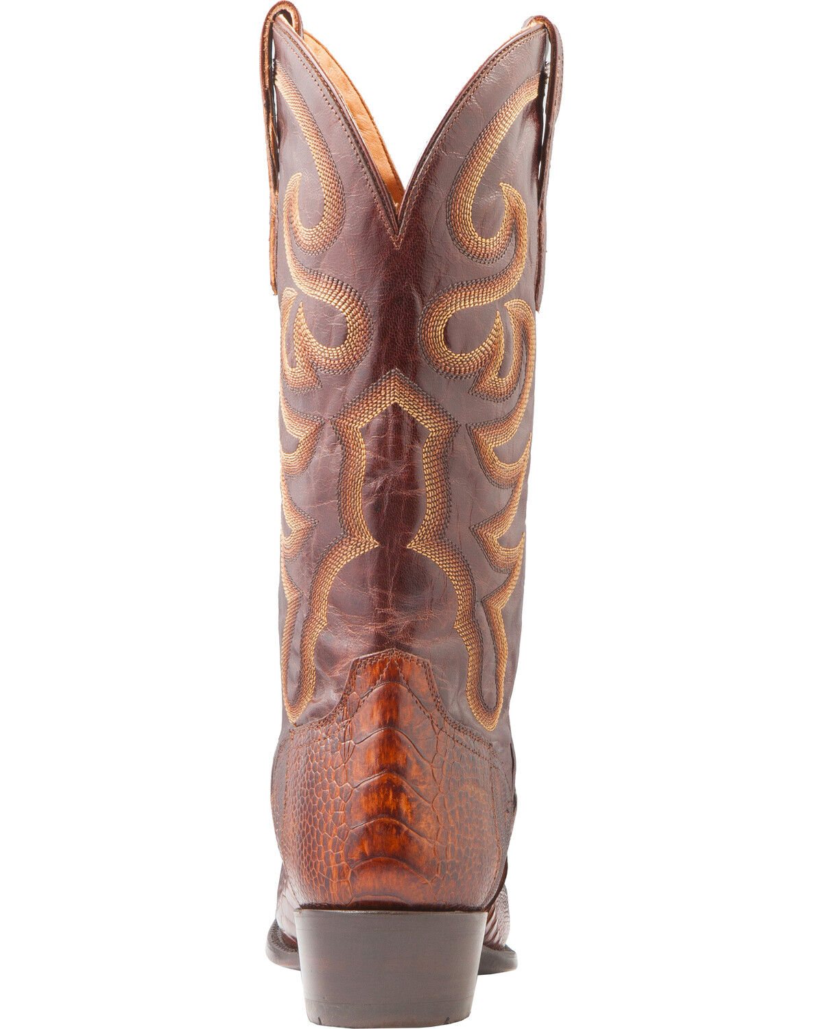 El Dorado Men's Handmade Ostrich Leg Brass Western Boots - Round Toe