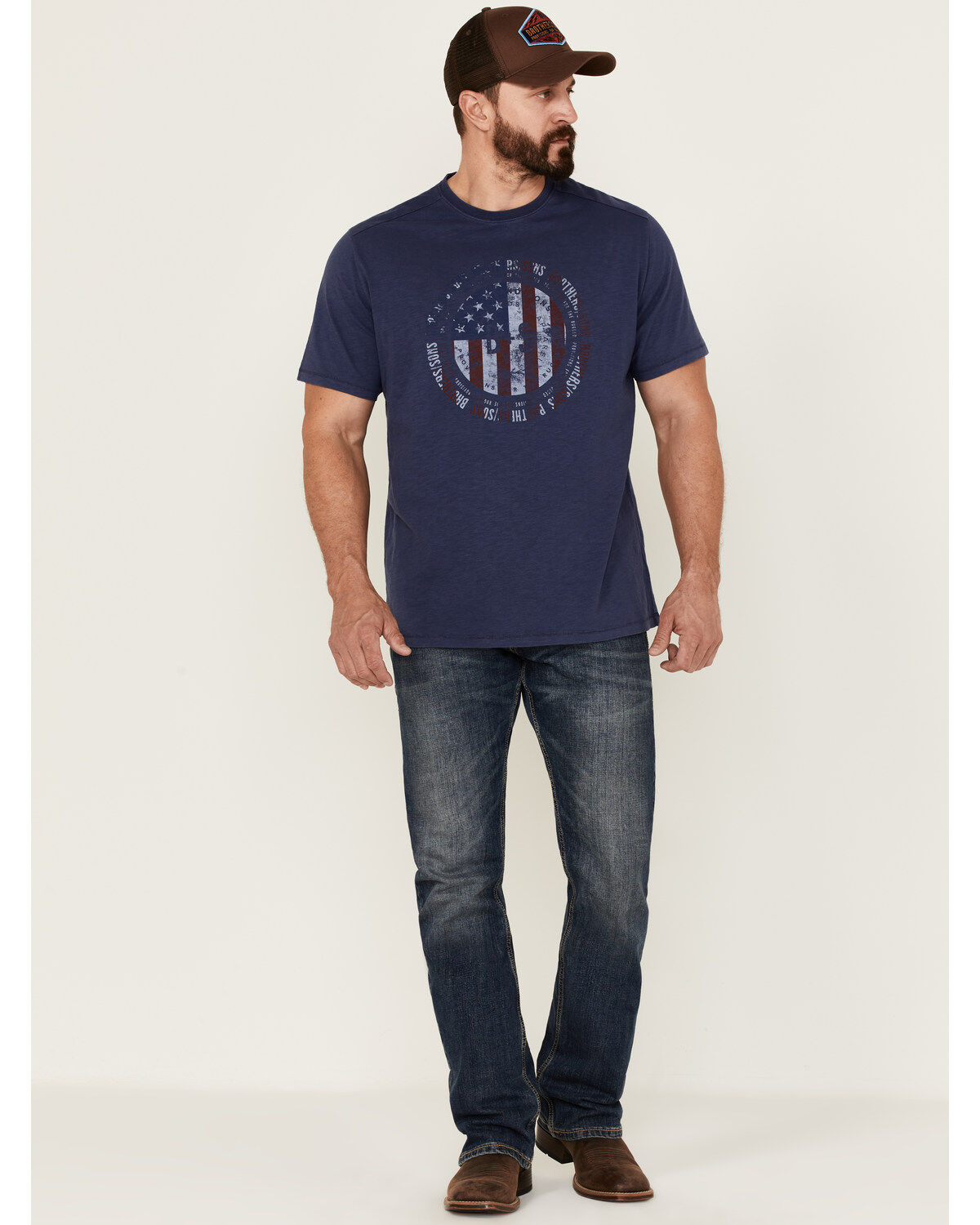 Brothers and Sons Men's Badge Slub Graphic Short Sleeve T-Shirt