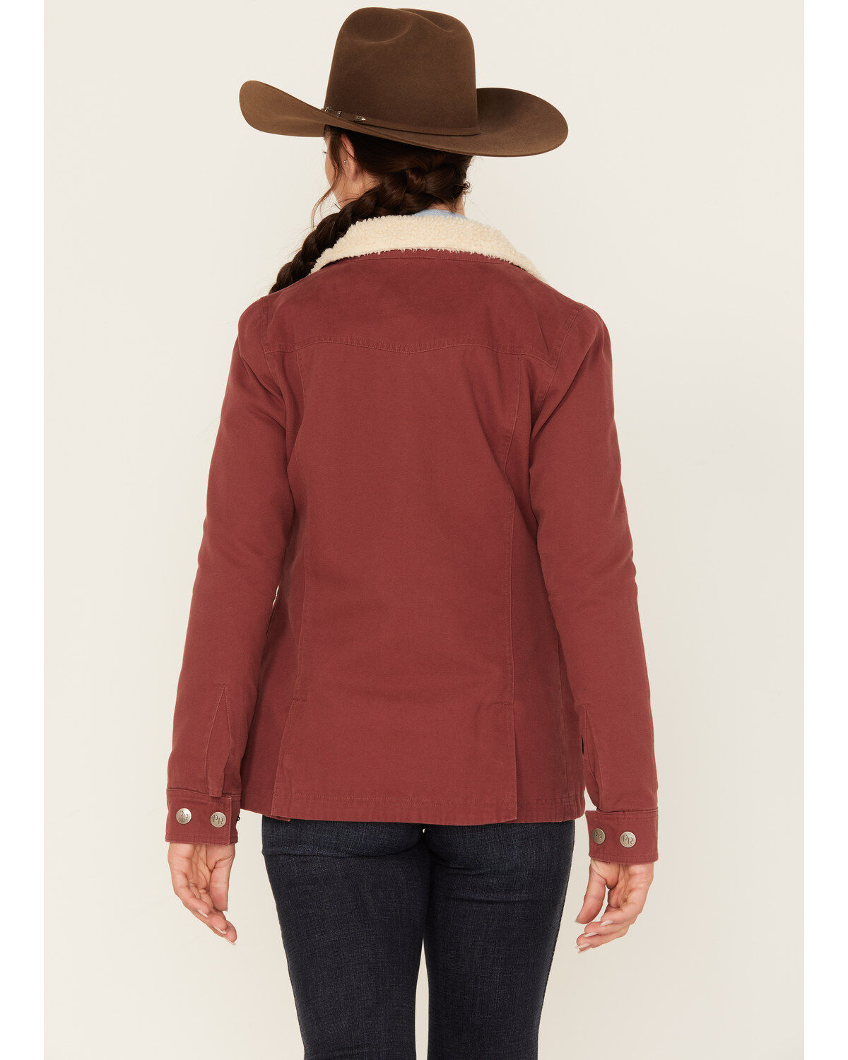 Powder River Outfitters Women's Sherpa-Lined Collar Denim Military Jacket