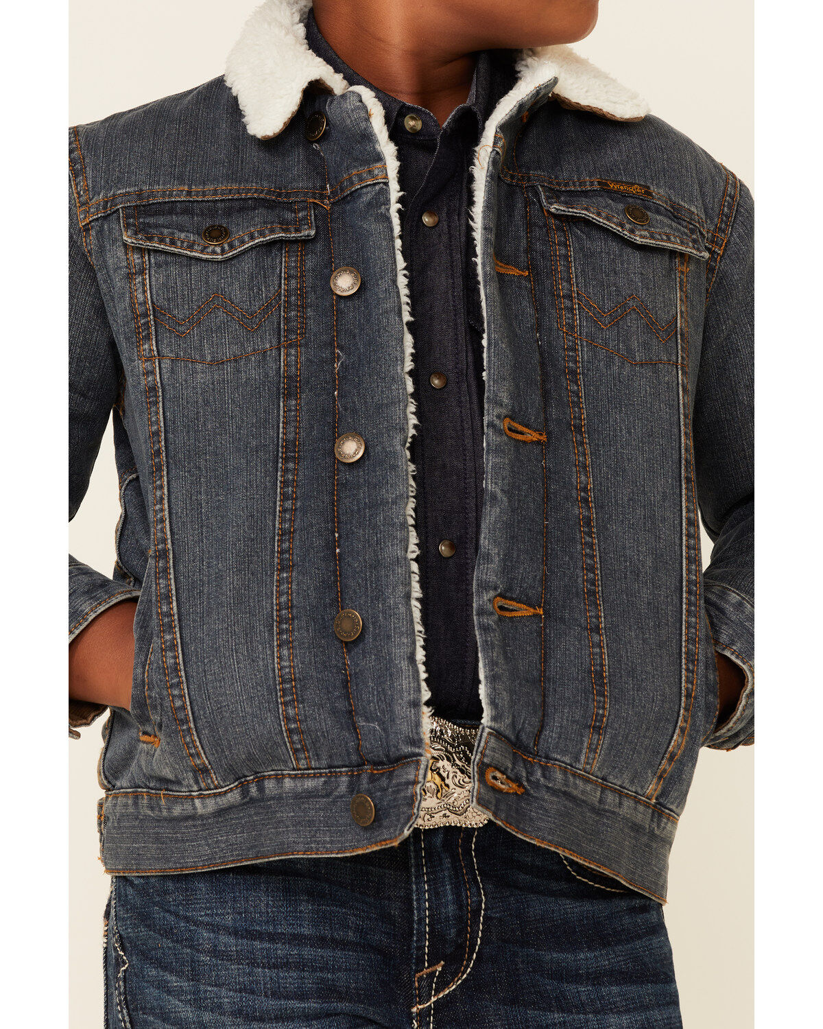 Wrangler Boys' Rustic Sherpa Lined Denim Jacket