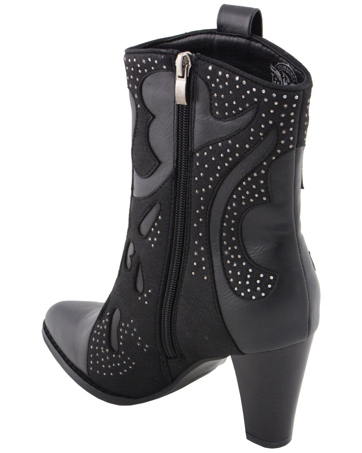 Milwaukee Leather Women's Studded Overlay Western Boots - Round Toe