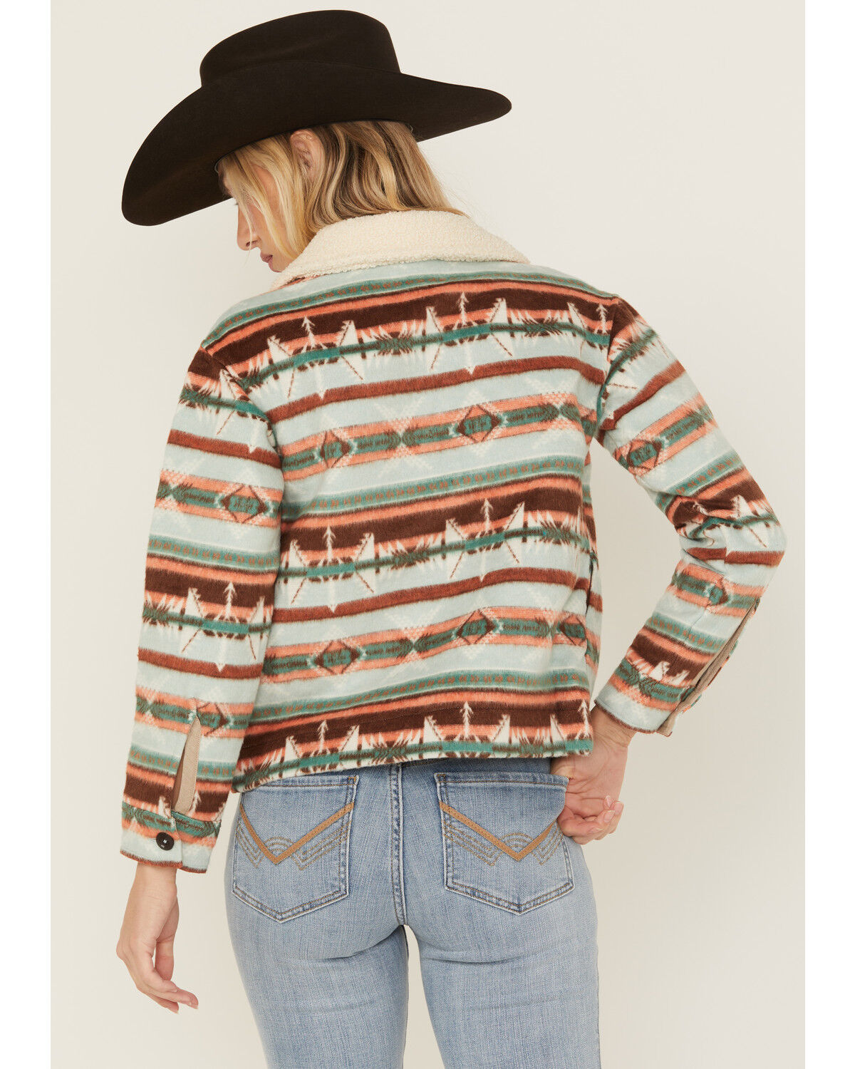 Rock & Roll Denim Women's Southwestern Print Sherpa Jacket