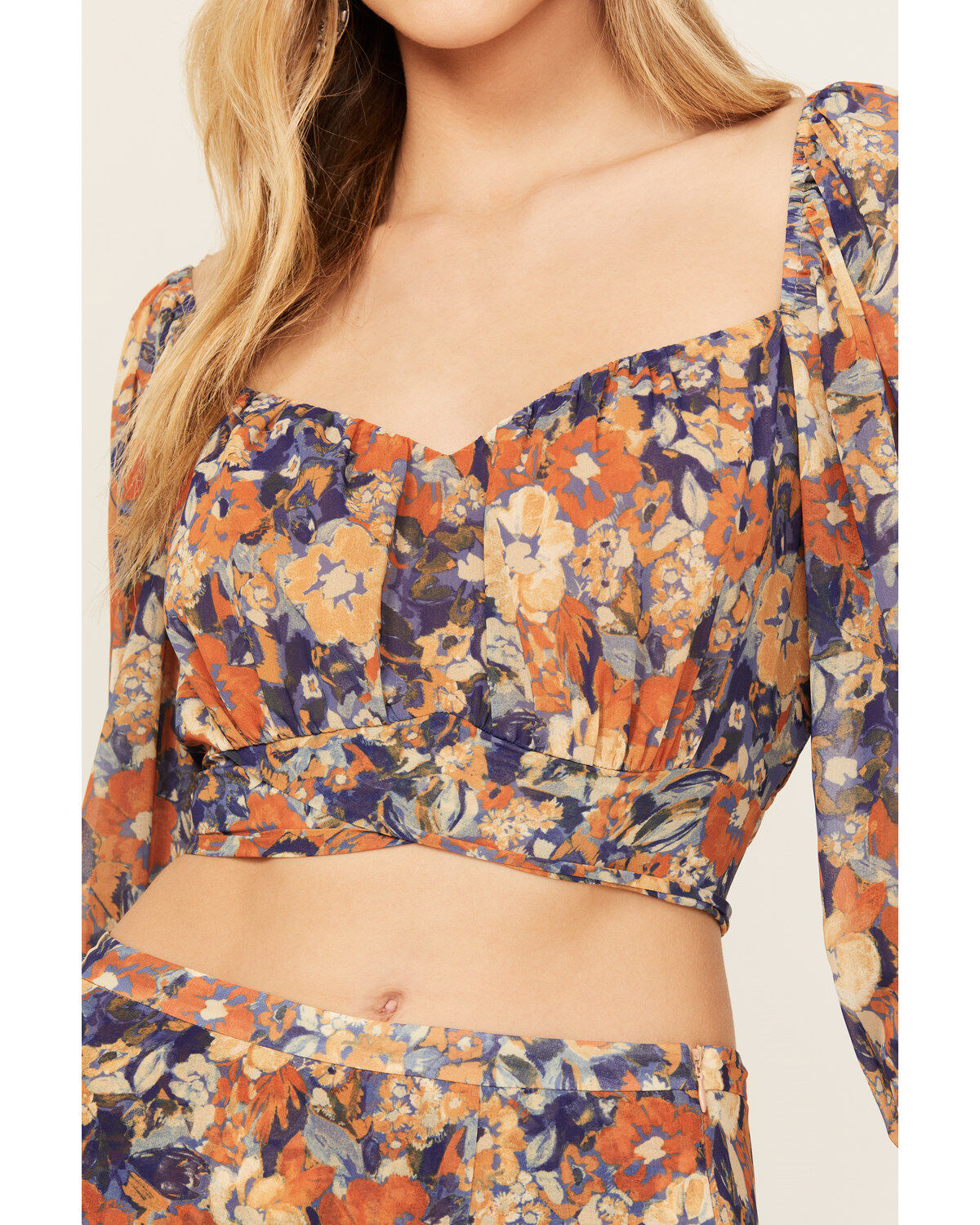 Beyond The Radar Women's Floral Print Tie Back Top