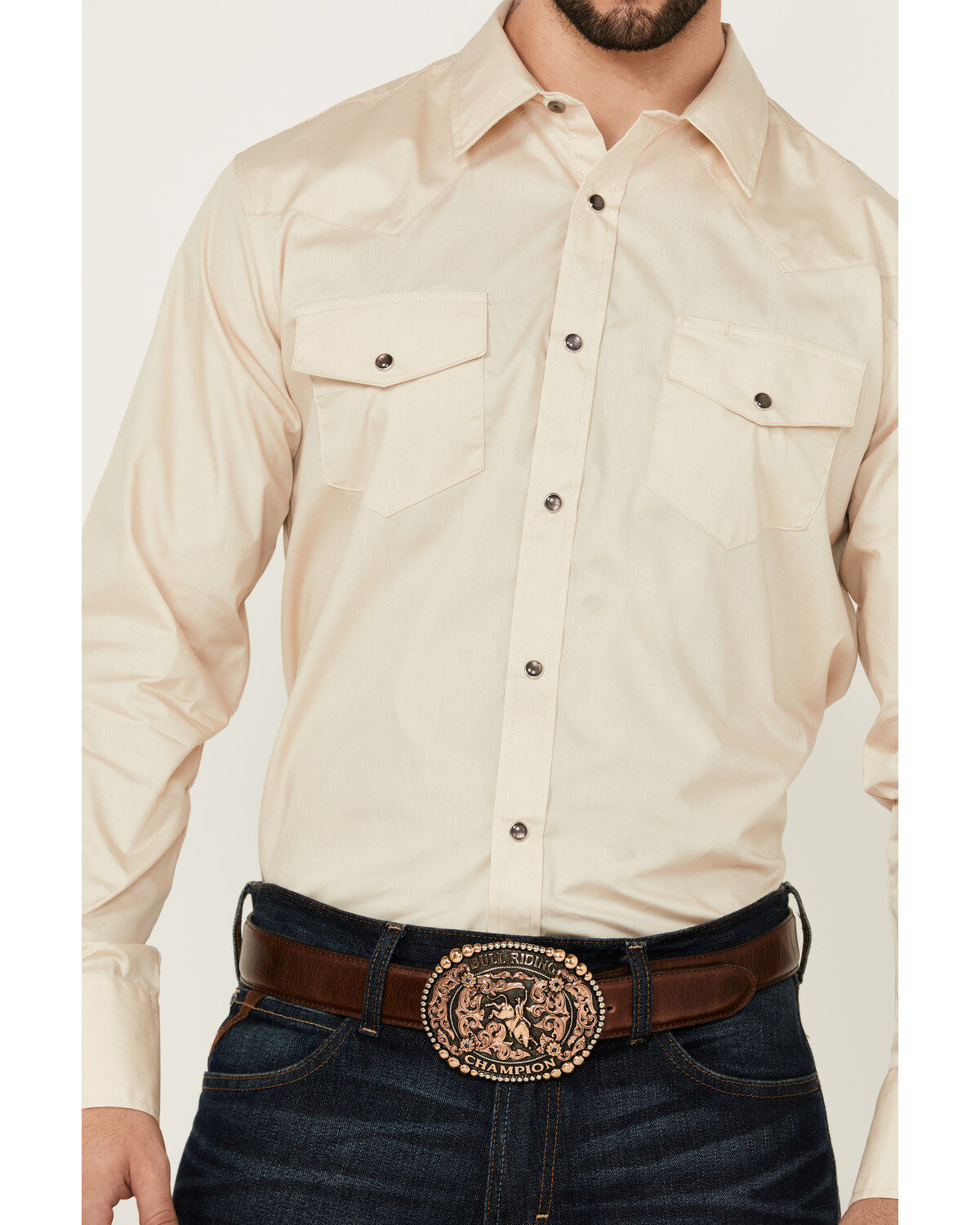 Gibson Men's Basic Solid Long Sleeve Pearl Snap Western Shirt