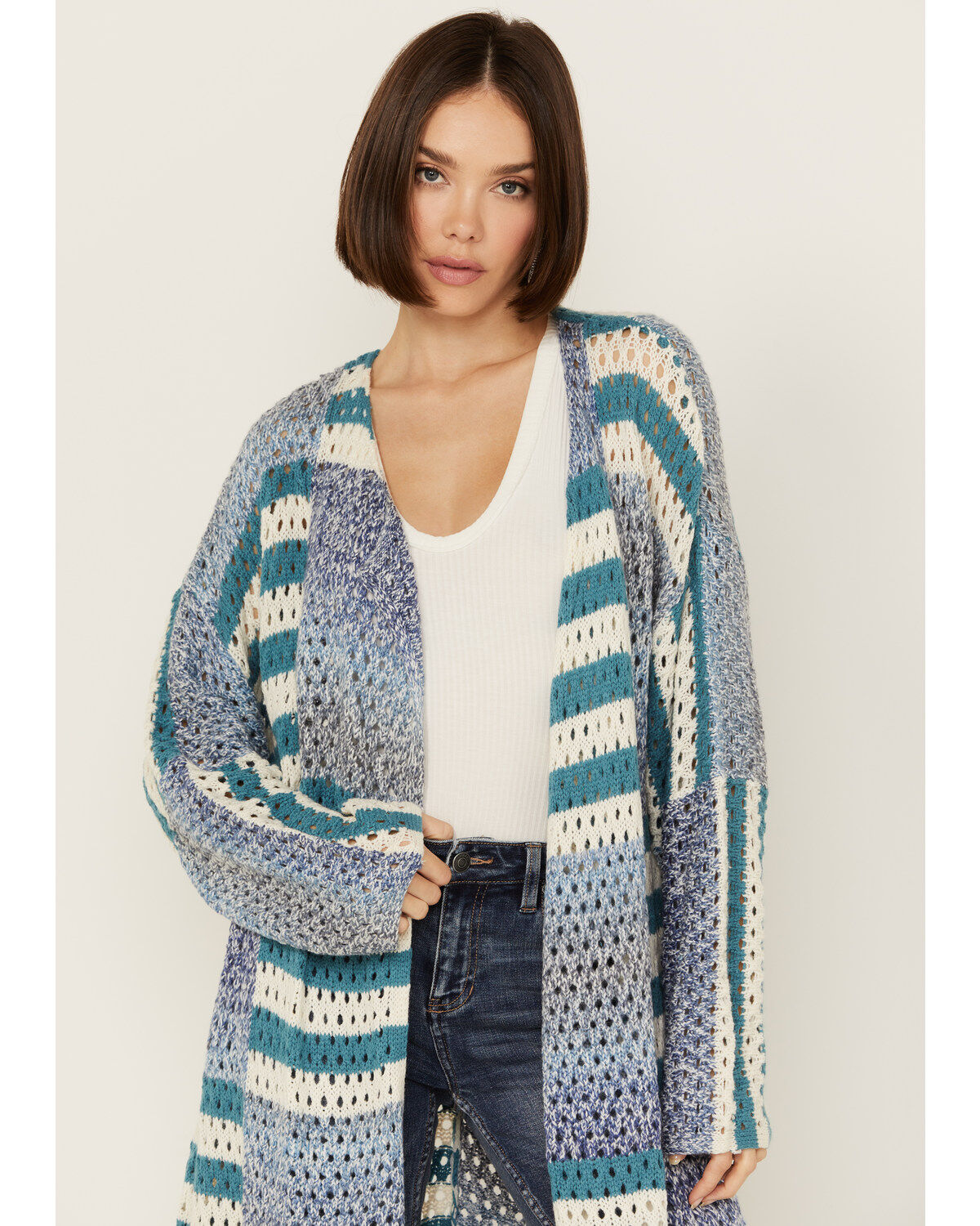 Revel Women's Striped Duster Cardigan