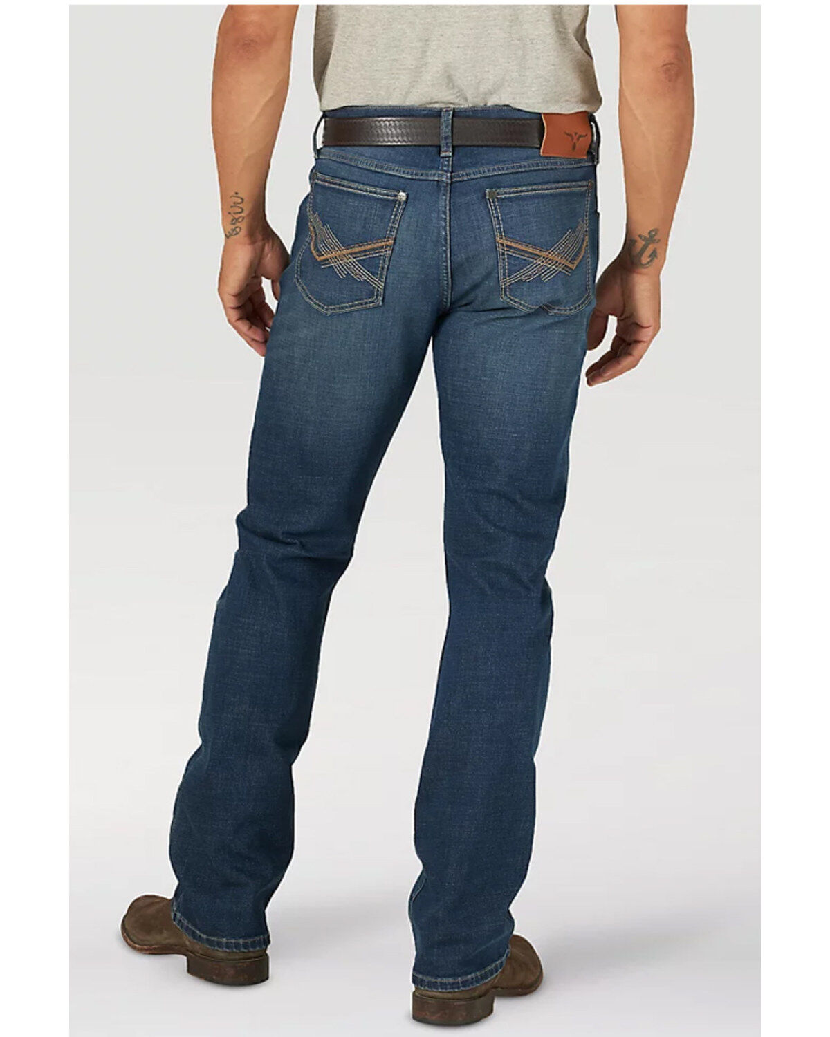 Wrangler 20X Men's No.42 Vintage Dark Wash Stretch Slim Brumsley Bootcut Jeans - Tall