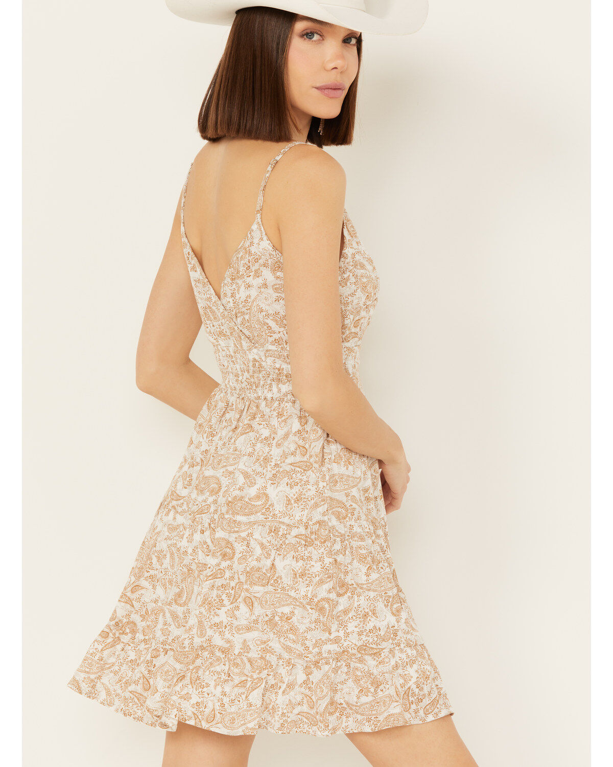 Wild Moss Women's Paisley Print Knot Front Mini Dress