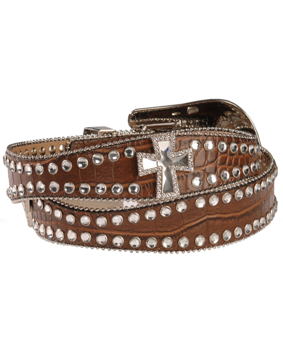 Blazin Roxx Scalloped Rhinestone Cross Croc Print Belt