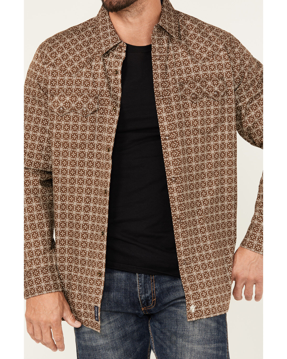 Moonshine Spirit Men's Time Bomb Geo Print Long Sleeve Snap Western Shirt