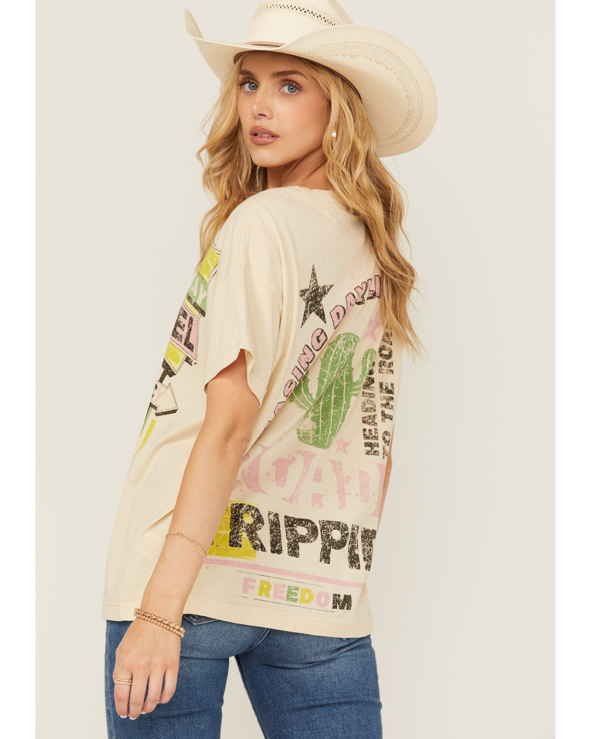 Cleo + Wolf Women's Route 66 Oversized Short Sleeve Graphic Tee