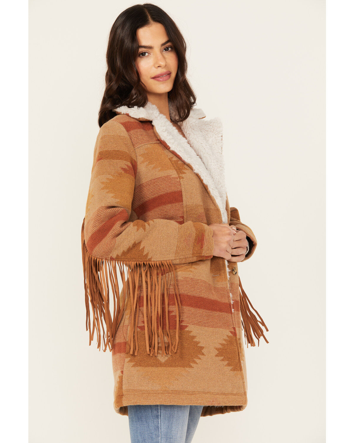 Idyllwind Women's Nettie Sherpa Collar Tonal Blanket Coat