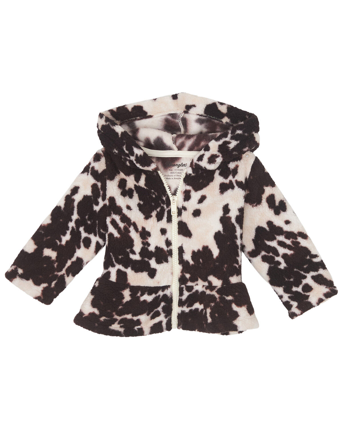 Wrangler Toddler Girls' Cow Print Sherpa Jacket